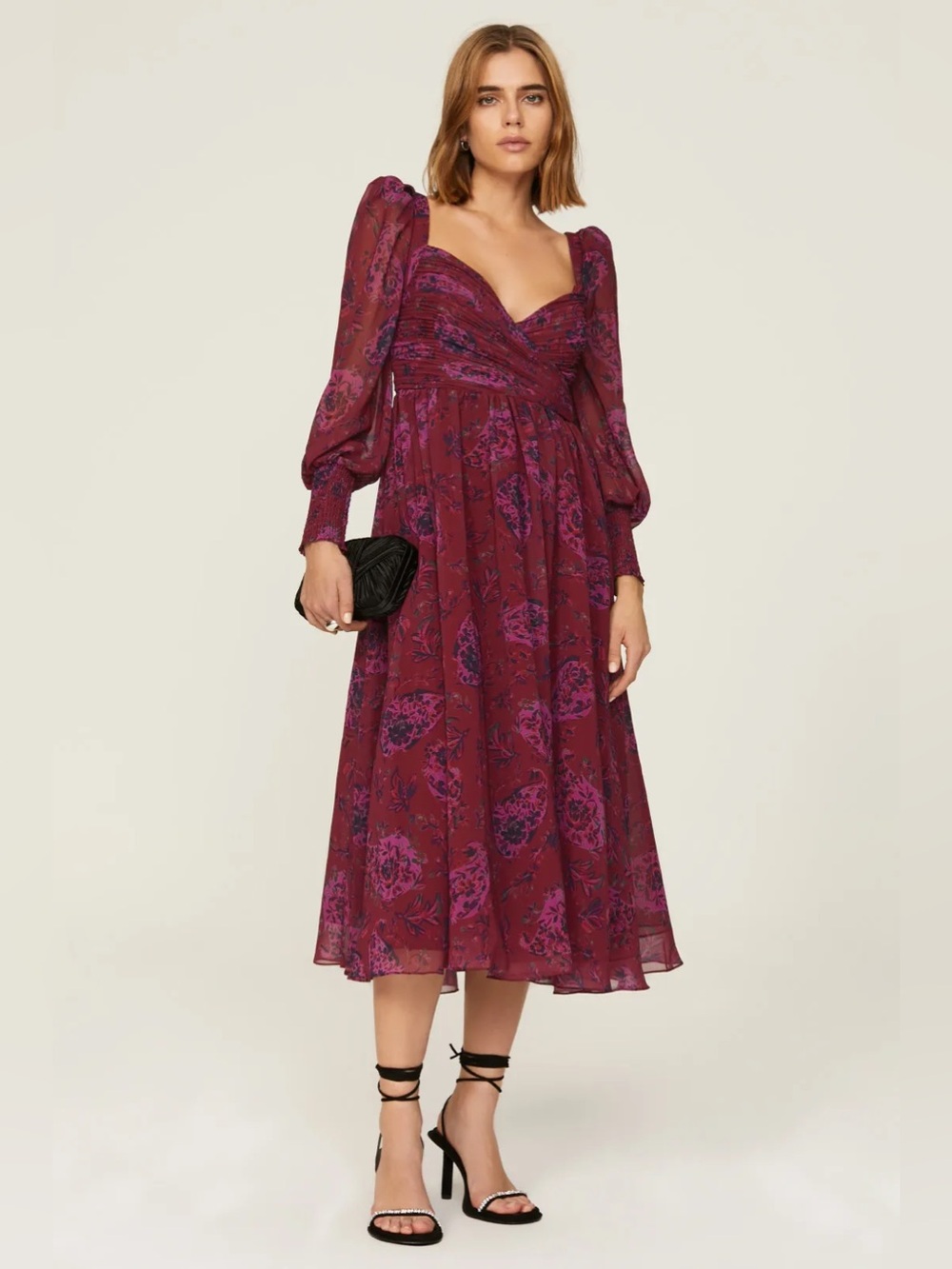 Badgley Mischka Open Back Midi Dress Maroon Purple Size 2 $750